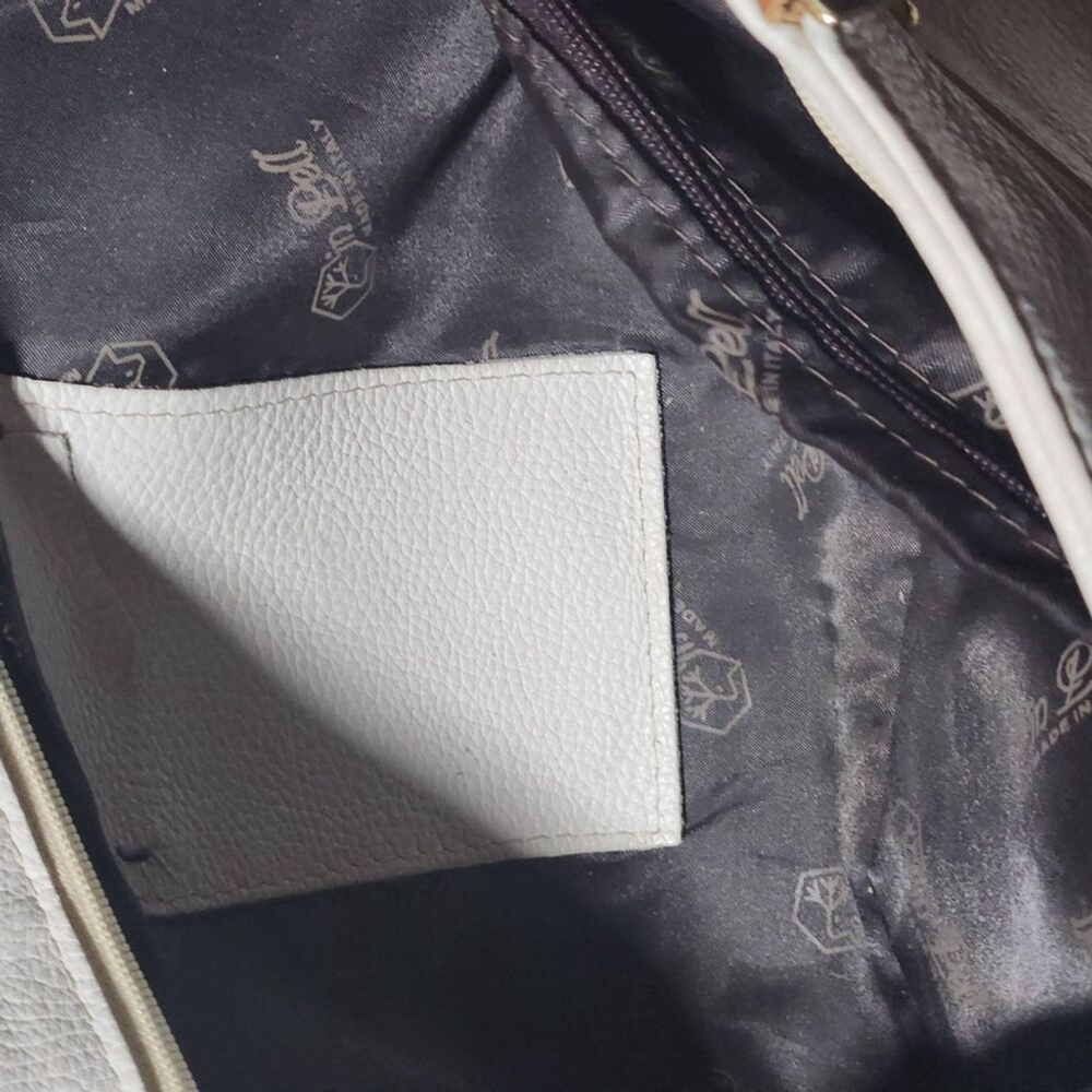 Valentina Italy Leather Handbag White Brown Medium - Picture 11 of 16